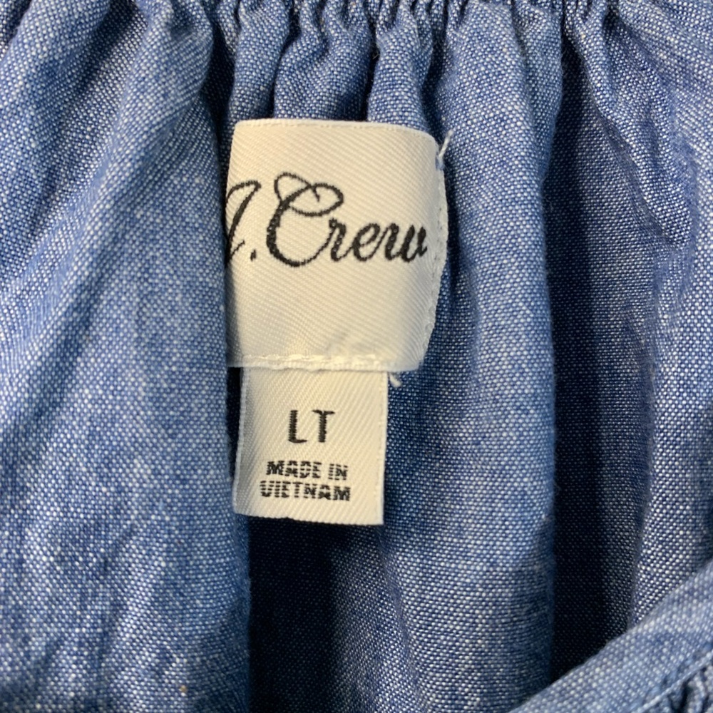 J.Crew Re-Imagined denim dress raglan long sleeves front button closure size LT - Picture 6 of 11